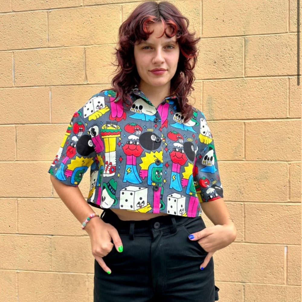 Rare Nooworks Burger Babie Olivia Linen Top XL